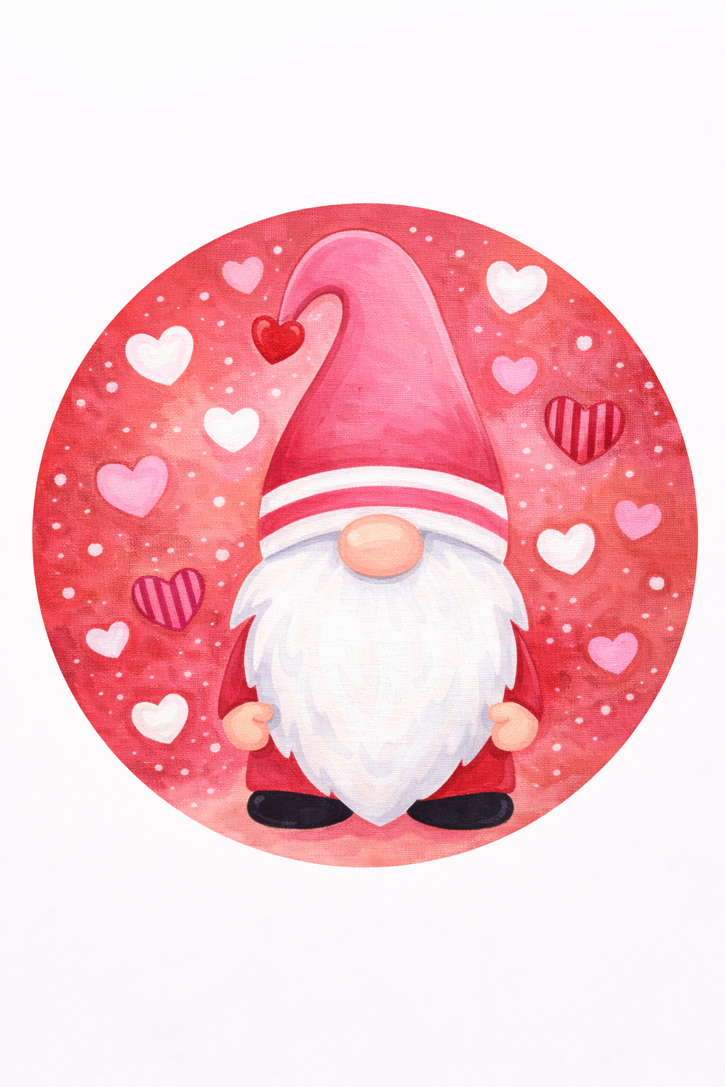 Valentine Gnome Round # 001 Wood Laser Blank | DIY Craft Cutout | Paint-Ready