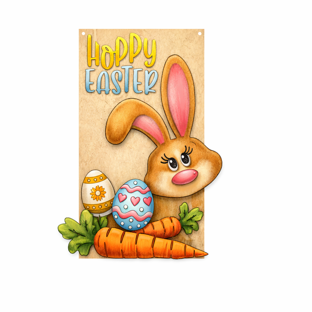 Hoppy Easter Door Hanger # 005 Wood Laser Blank | DIY Craft Cutout | Paint-Ready