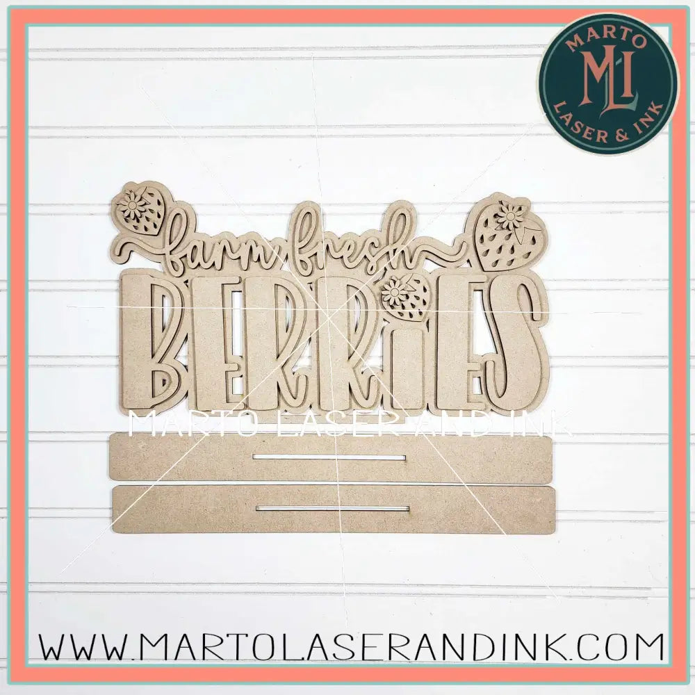 Farm Fresh Berries # 020 Wood Laser Blank | DIY Craft Cutout | Paint-Ready
