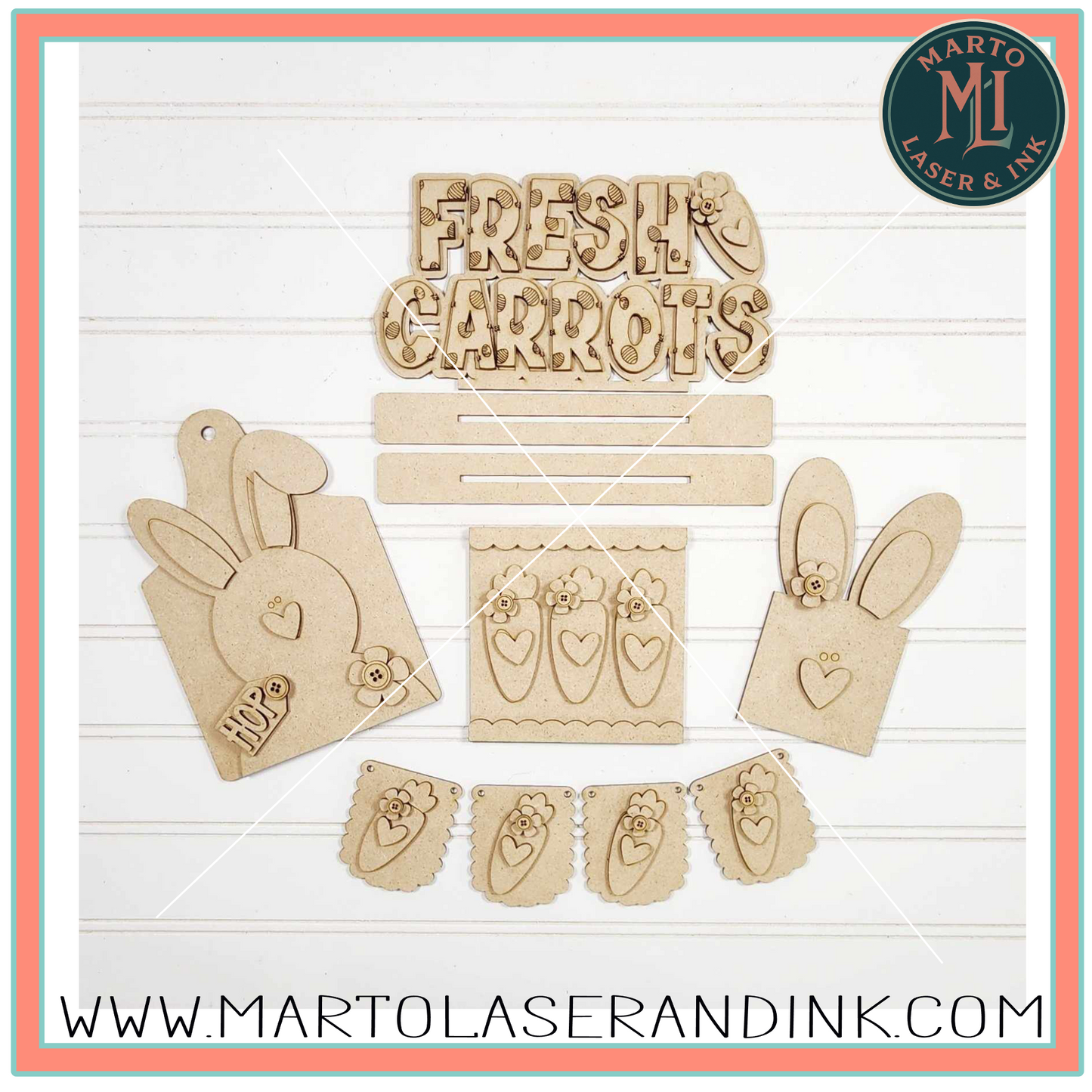 Bunny Set # 015 Wood Laser Blank | DIY Craft Cutout | Paint-Ready