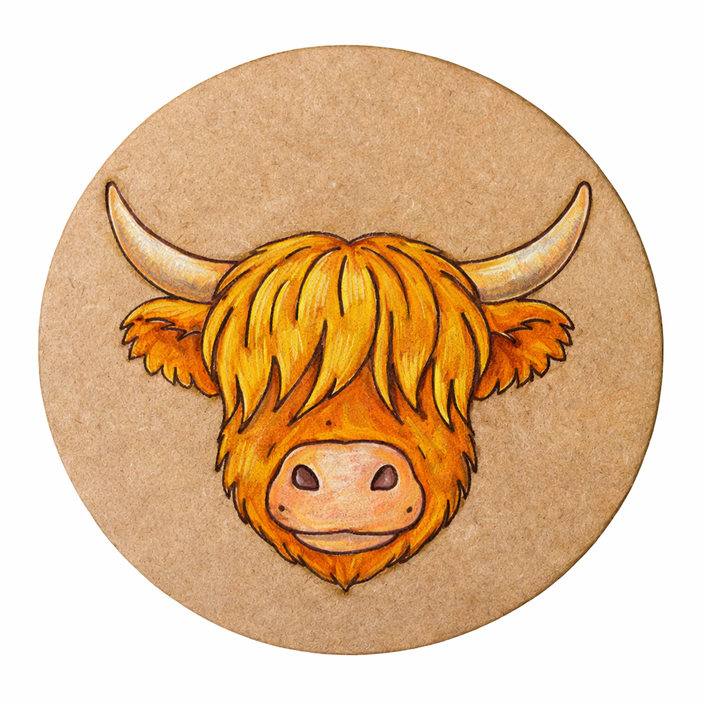 Highland cow engraved # 42 - 4 sizes available Wood Laser Blank | DIY Craft Cutout | Paint-Ready