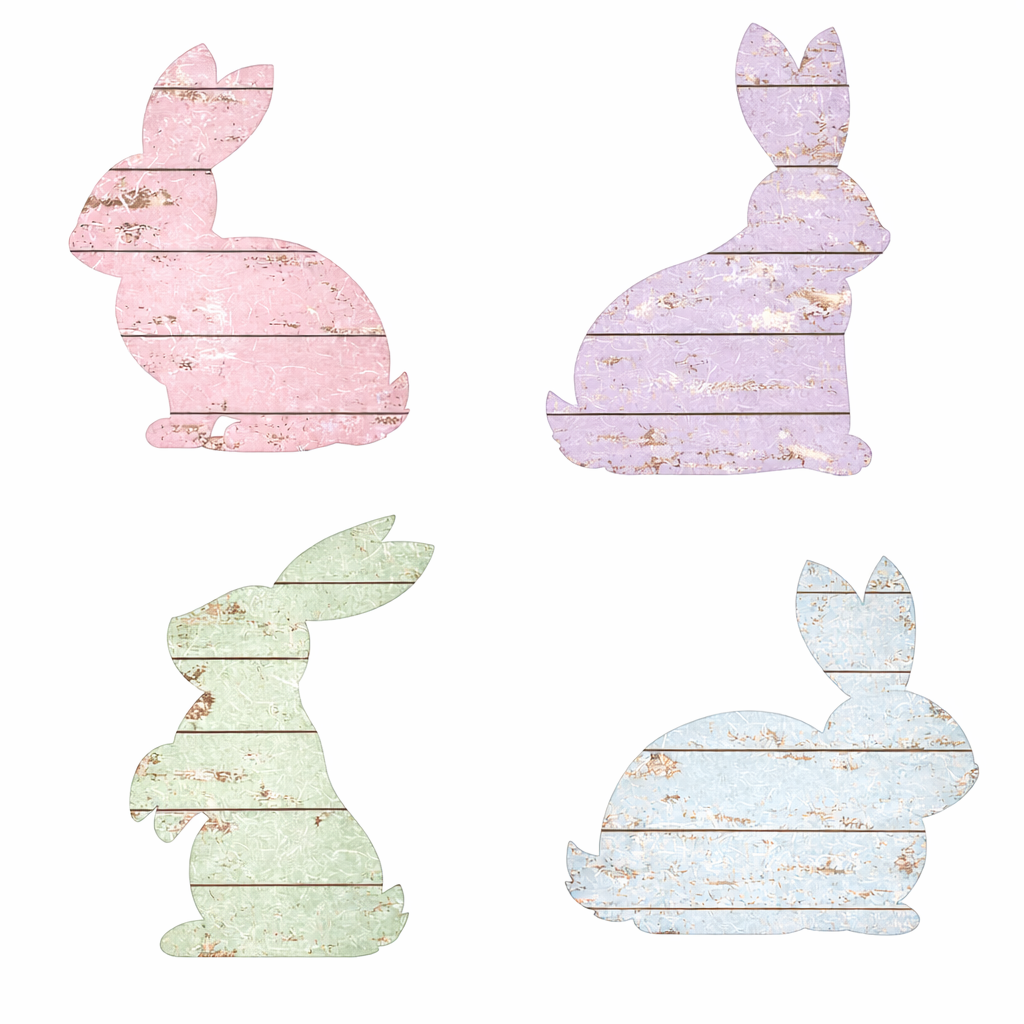 Shiplap Bunnies # 040 Wood Laser Blank | DIY Craft Cutout | Paint-Ready