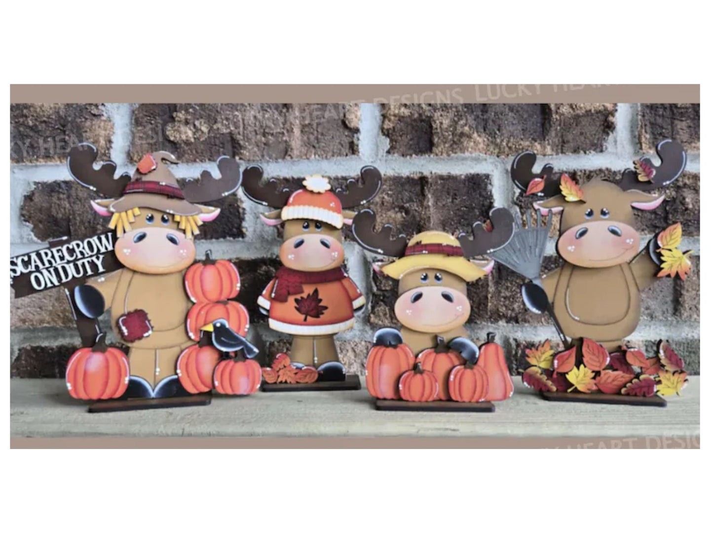 Fall Moose Set of 4 # 1124 Wood Laser Blank | DIY Craft Cutout | Paint-Ready