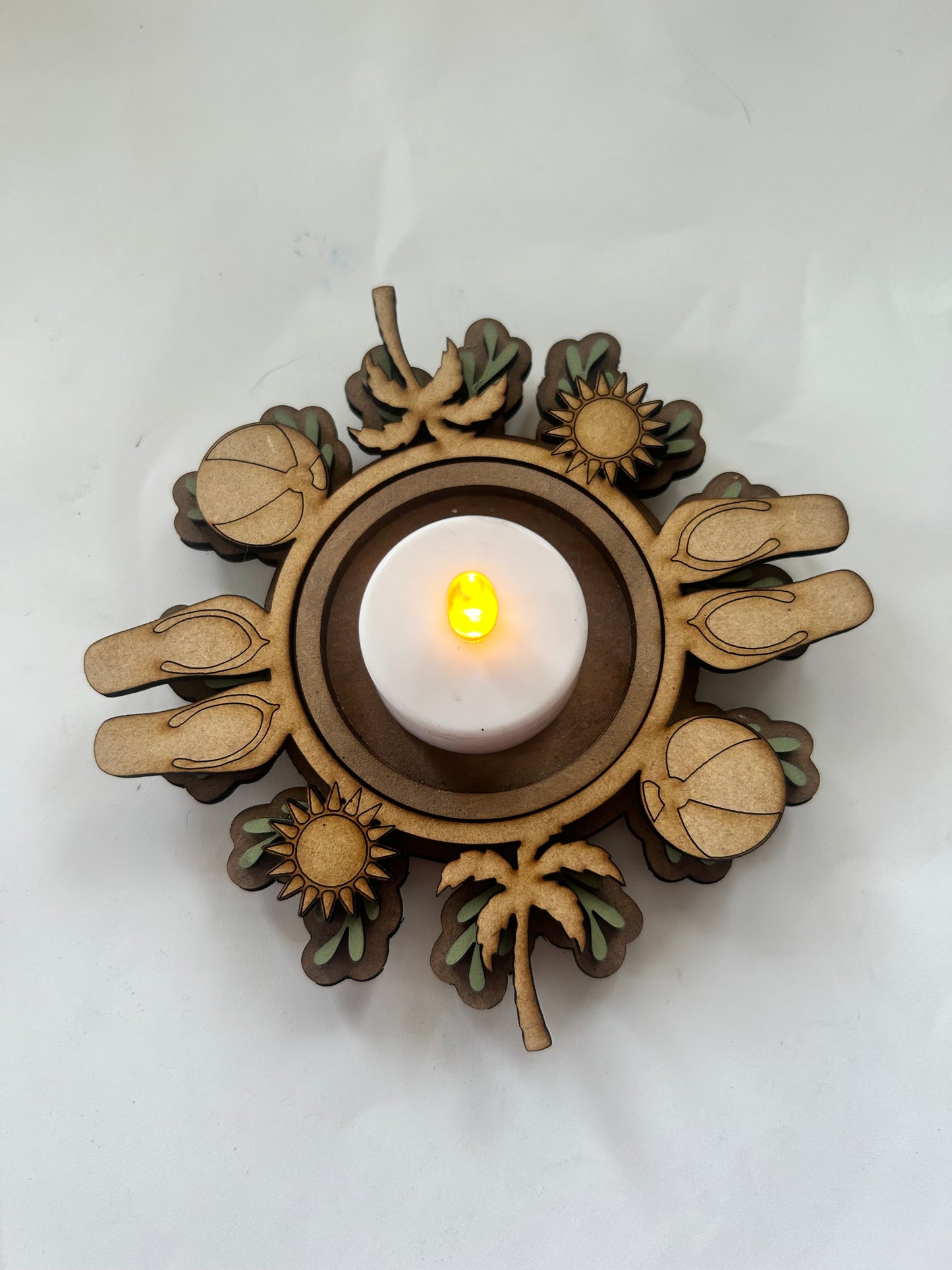 Beach DIGITAL #1202 Tealight candle holder INTERCHANGEABLE Laser Cut SVG File – Instant Download