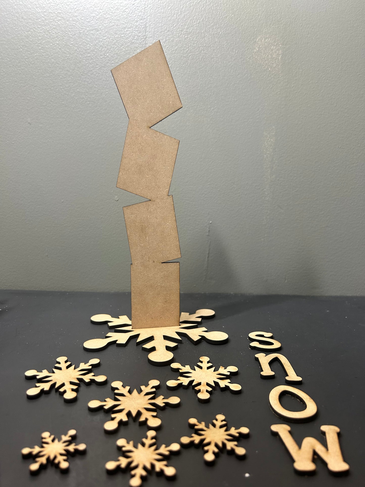 SNOW standing sign 10 inch with base Wood Laser Blank | DIY Craft Cutout | Paint-Ready
