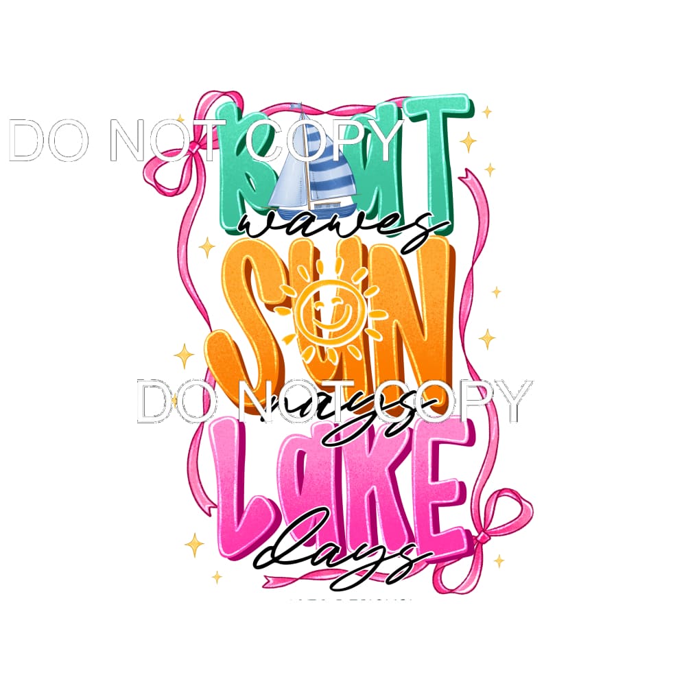 Boat Waves Sun Rays Lake Day #11520 Sublimation transfers