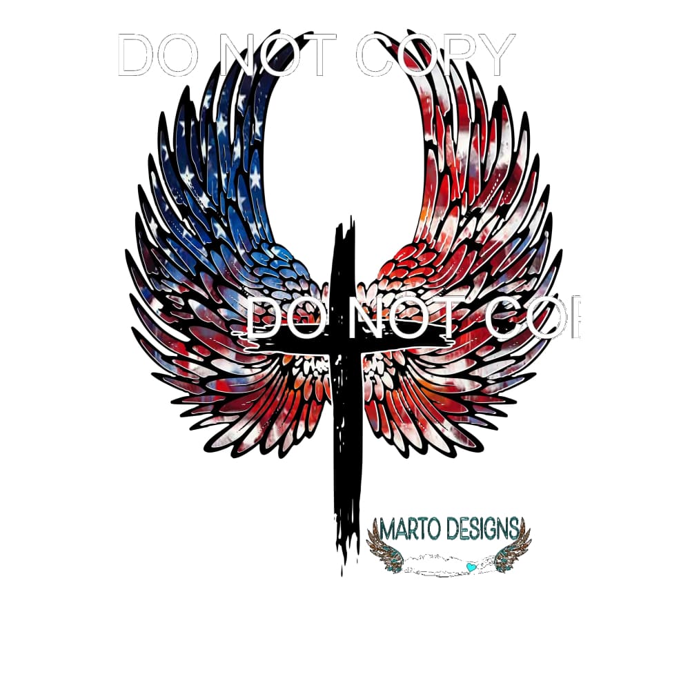 Flag Wings with Cross # 8023 Sublimation transfers - Heat