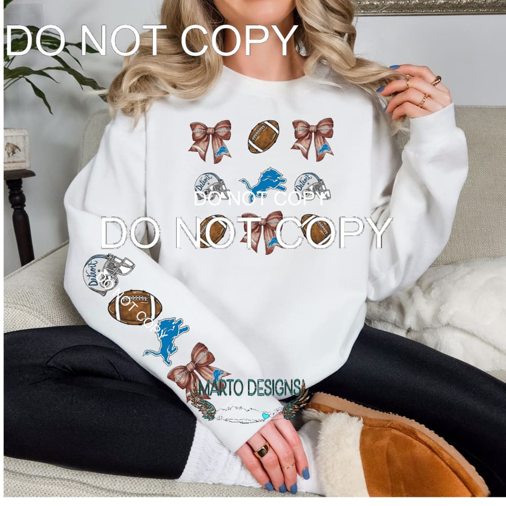 lions football bow # 3612 Sublimation transfers - Heat