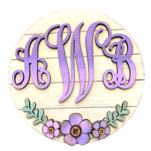 Monogram Sign 3 - sizes available Wood Laser Blank | DIY Craft Cutout | Paint-Ready