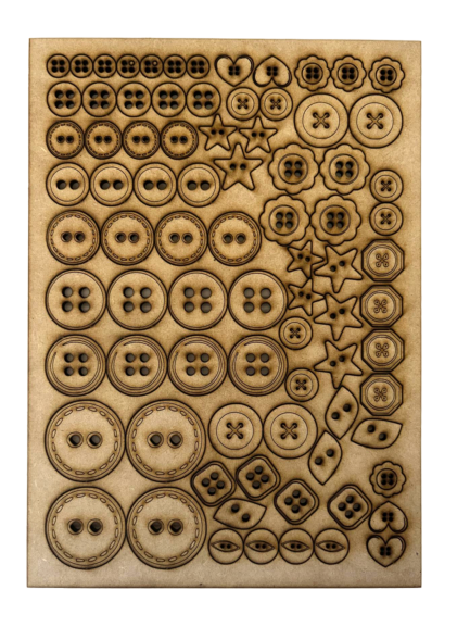 110 Buttons punch outs Wood Laser Blank | DIY Craft Cutout | Paint-Ready