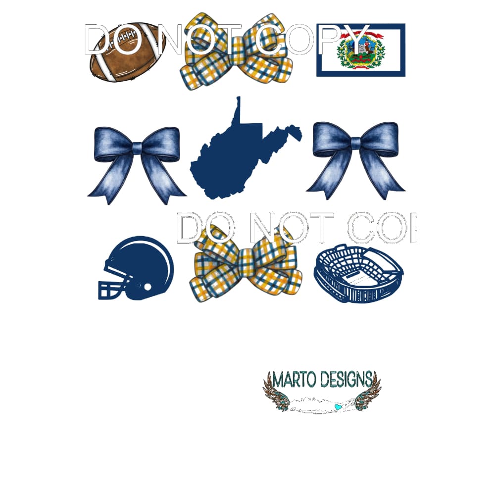 west virginia football bow # 5421 Sublimation transfers