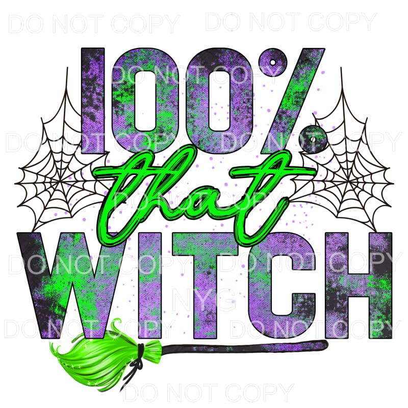 100% That Witch Purple Green Grunge Spider Web #339