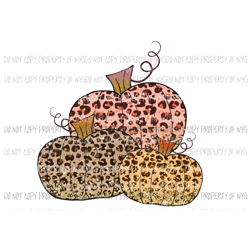 3 leopard pumpkins Glitter # 4 Sublimation transfers Heat Transfer