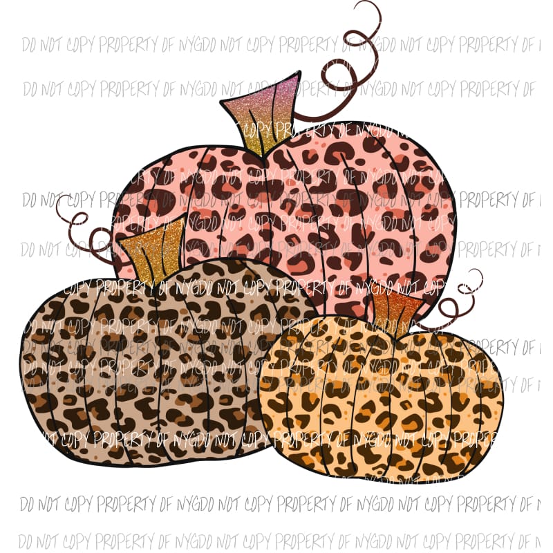 3 leopard pumpkins # 3 Sublimation transfers Heat Transfer