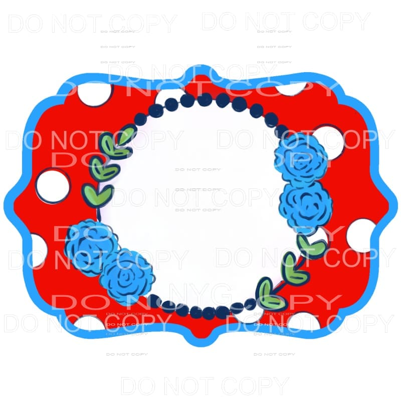4th Of July Chic Frame Floral Monogram USA America