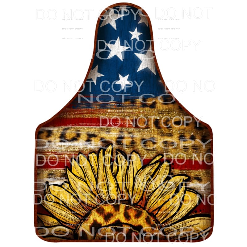 4th Of July Cow Tag Flag Sunflower Leopard Gold Glitter