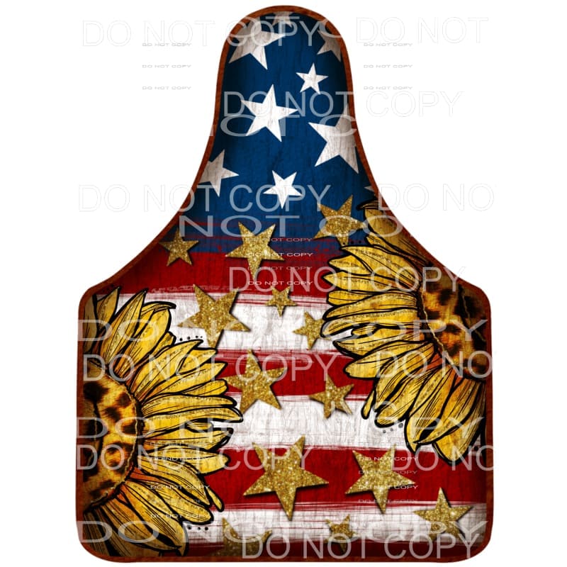 4th Of July Cow Tag Flag Sunflower Leopard Gold Glitter