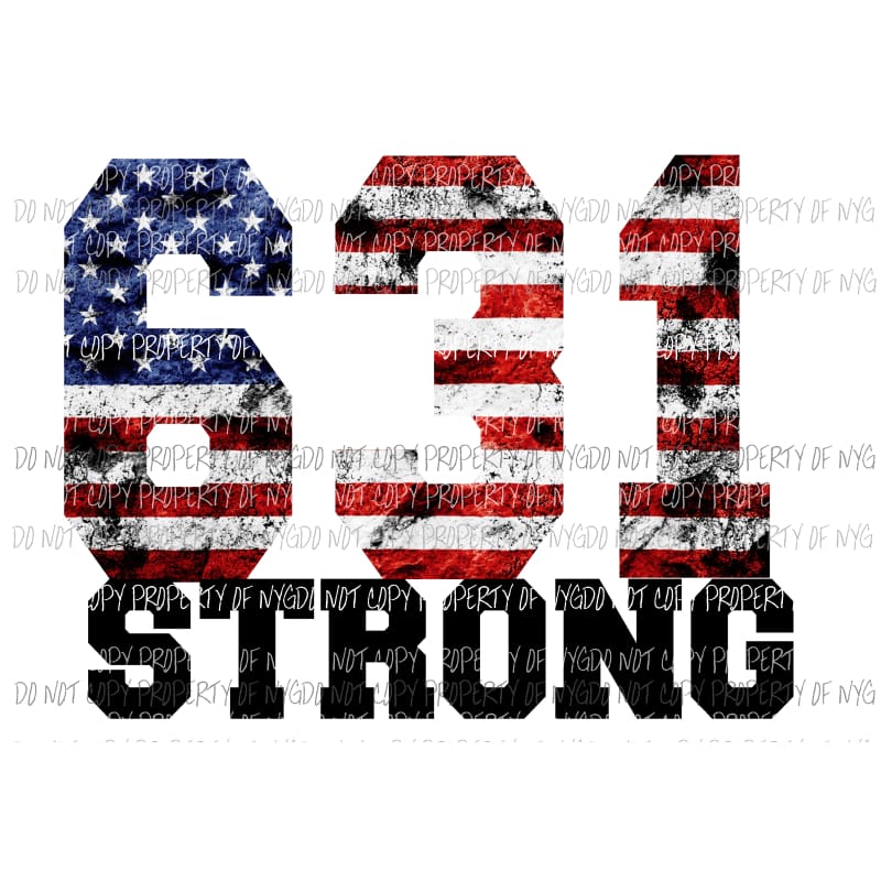 631 Strong american flag Sublimation transfers Heat Transfer