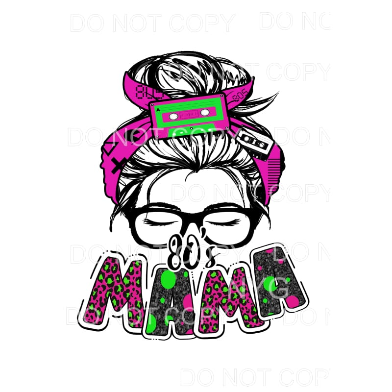 80’s Mama Messy Bun Hot Pink Lime Green Leopard Polka Dots