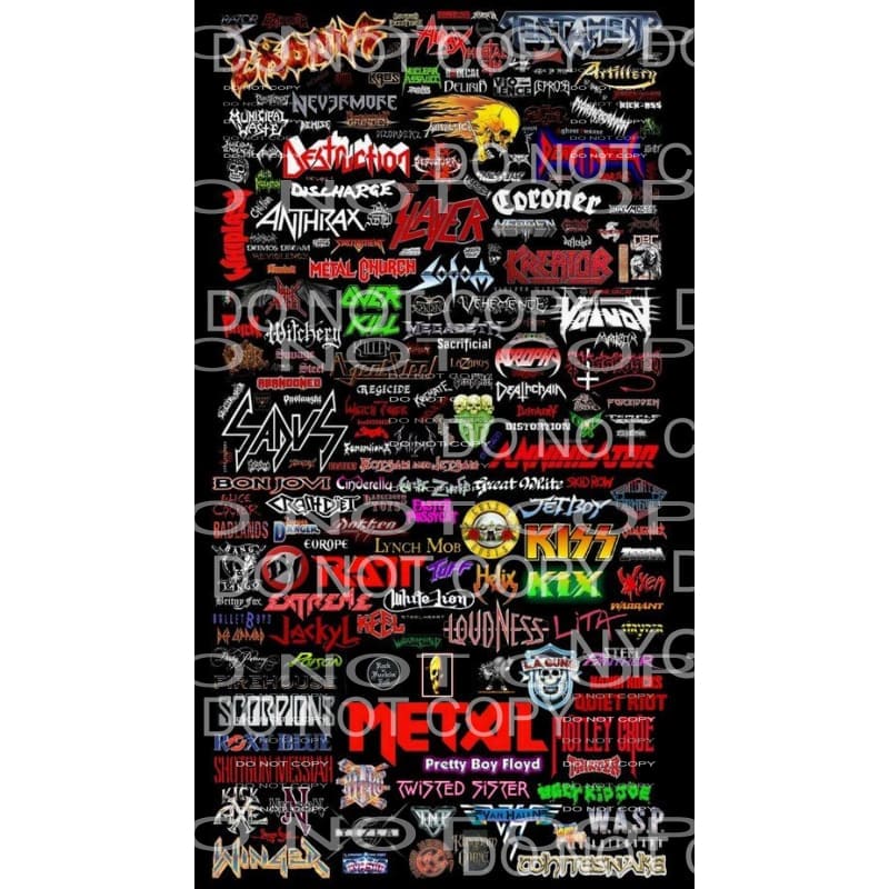 80’s Rock Band Name Collage #2 Sublimation transfers - Heat