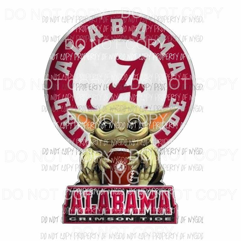 Alabama Baby Yoda #2 red Crimson Tide star wars football Sublimation transfers Heat Transfer