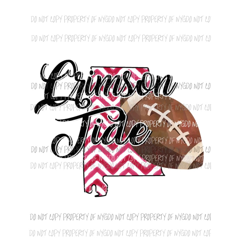 Alabama Crimson Tide football chevron state Sublimation transfers Heat Transfer