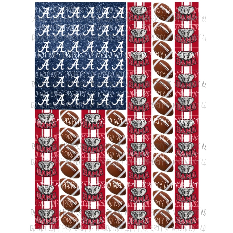 Alabama Flag Football Sublimation transfers Heat Transfer