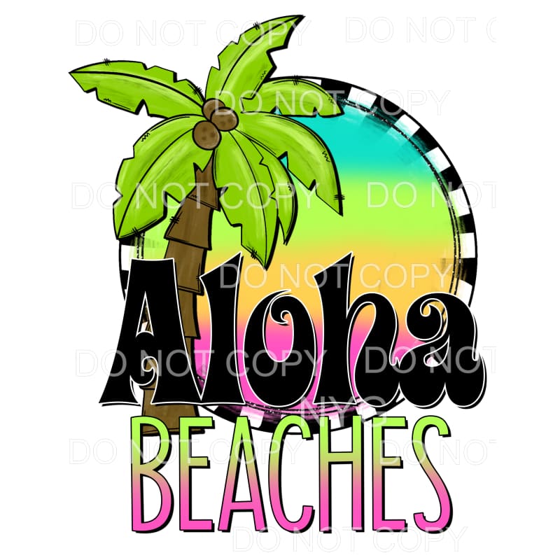 Aloha Beaches Palm Tree Rainbow Circle Sublimation transfers