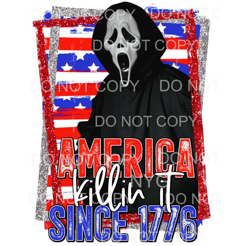 America Killin It Since 1776 Ghostface Scream USA 4th Of