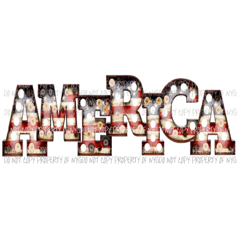 AMERICA Marquee Flag Letters Sublimation transfers Heat Transfer