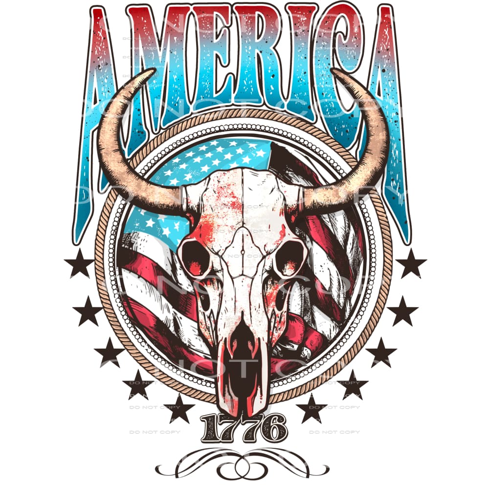 America Skull # 973 - Heat Transfer Graphic Tee - women’s