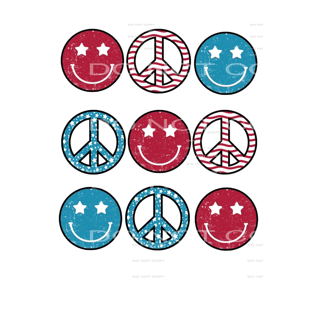 America smile face and peace sign Retro # 12081 Sublimation