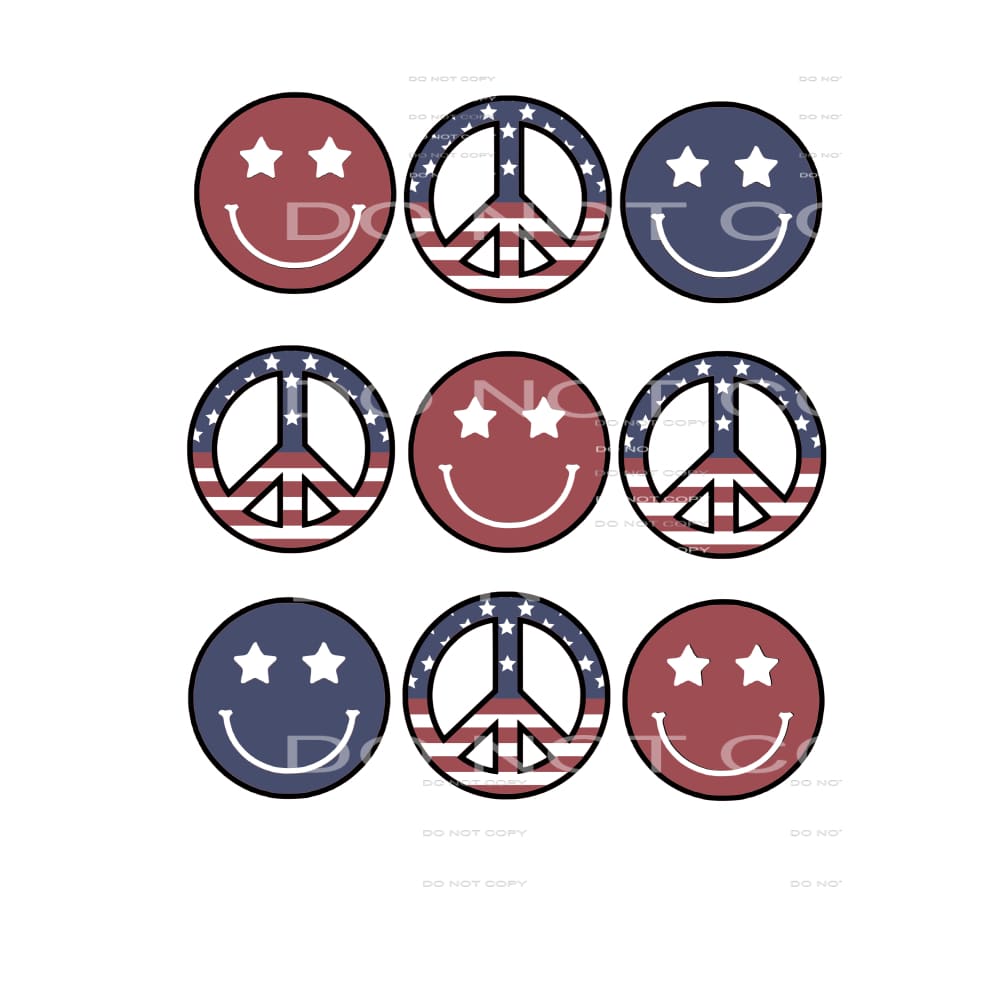 America smile face and peace sign Retro # 12082 Sublimation