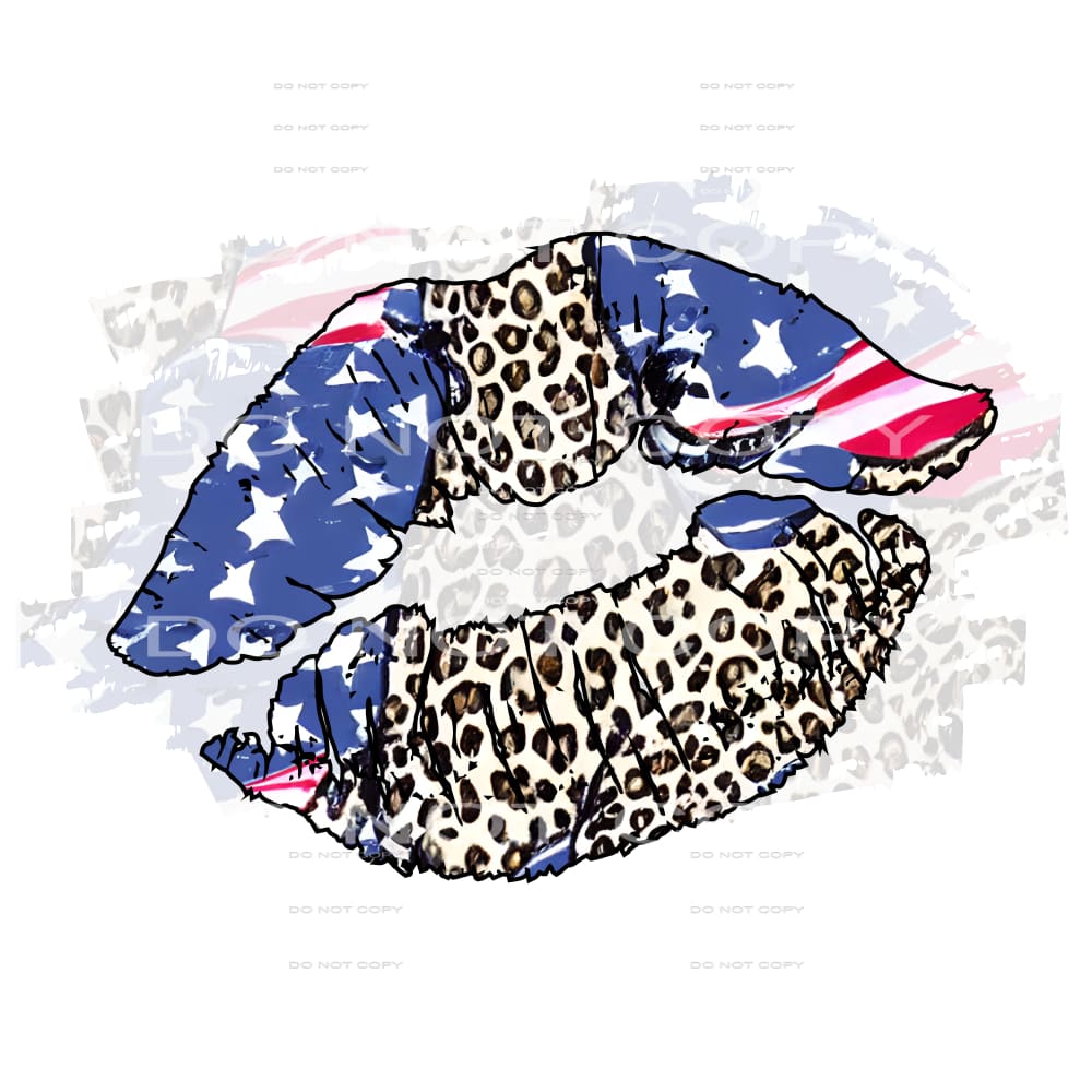 American flag lips # 261 Sublimation transfers - Heat