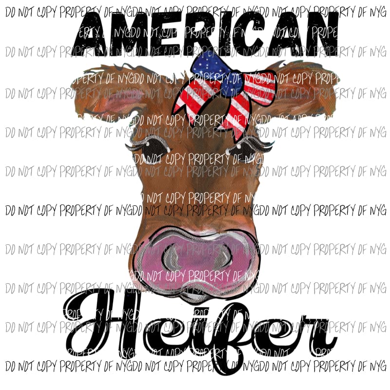 American Heifer Face #1 words Sublimation transfers Heat Transfer