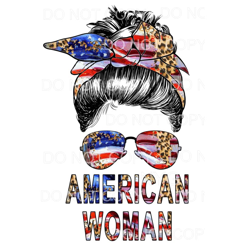 American Woman Messy Bun Sublimation transfers - Heat