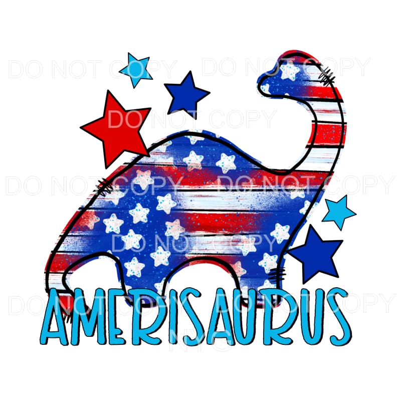 Amerisaurus Dinosaur Flag Stars Stripes 4th of July USA