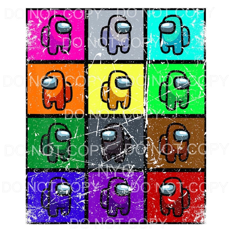 Among Us Distressed Collage Sublimation transfers - Heat