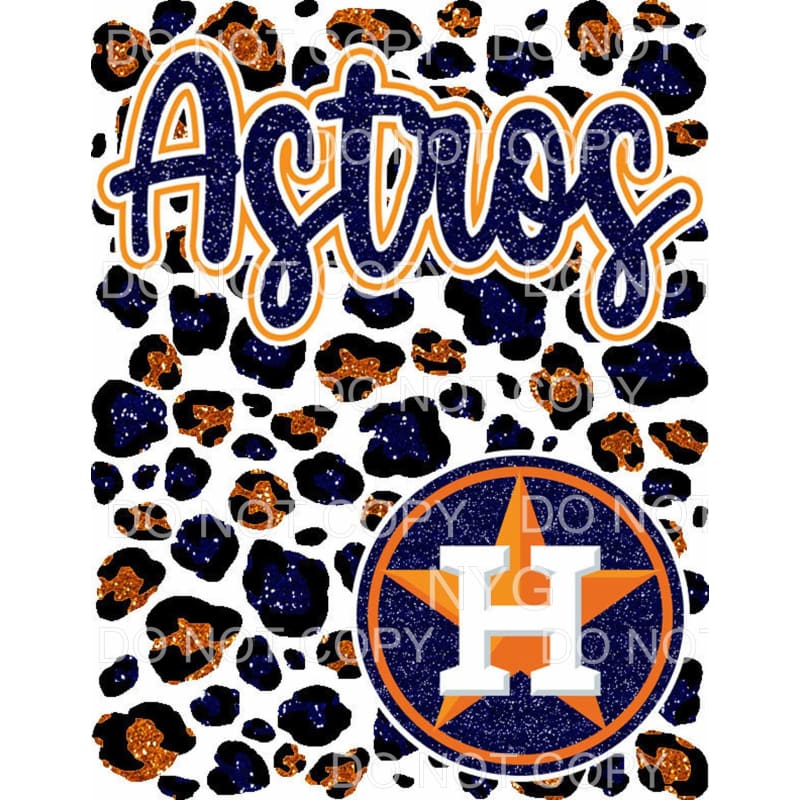 Astros Houston Star Blue Gold Glitter Leopard Sublimation