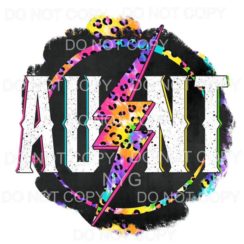 Aunt Rainbow Leopard Bolt Circle Sublimation transfers -