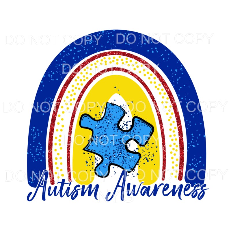 Autism Awareness Blue Rainbow Sublimation transfers - Heat