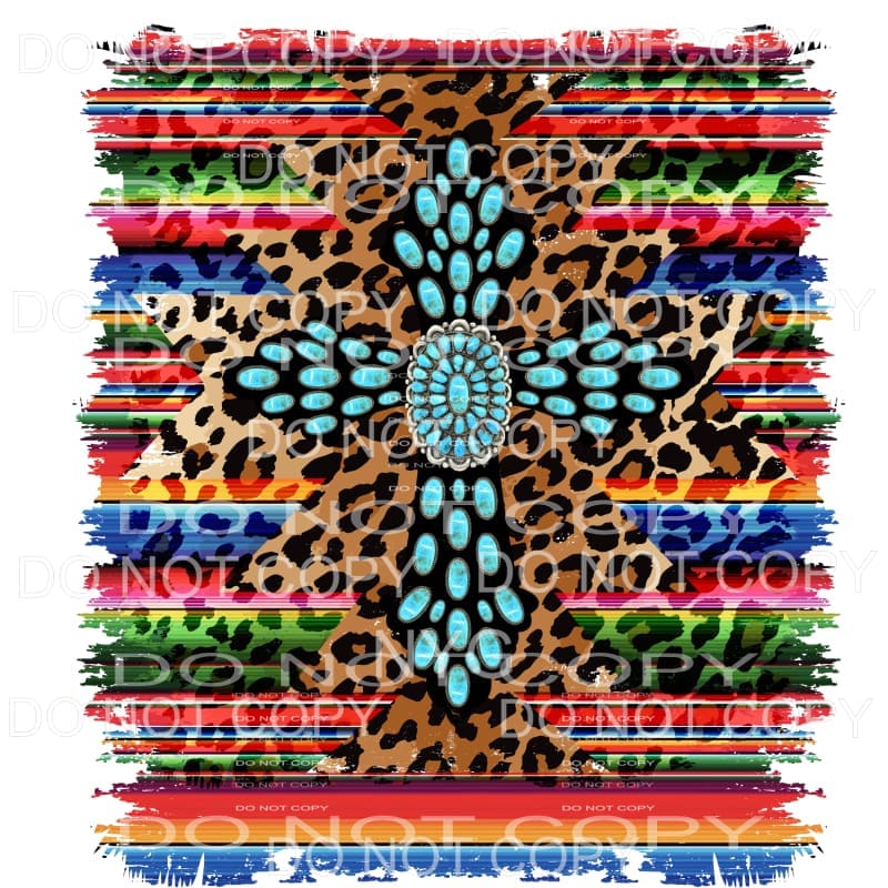 Aztec Turquoise Gem Cross Searpe Leopard #2015 Sublimation