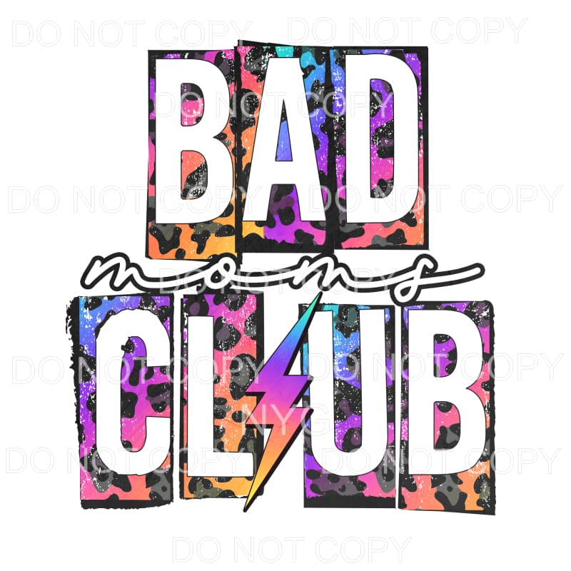 Bad Moms Club Grunge Rainbow Leopard Lightning Bolt