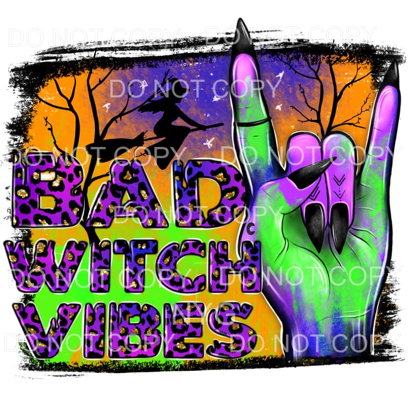 Bad Witch Vibes Purple Gold Leopard Lime Green Orange Hand