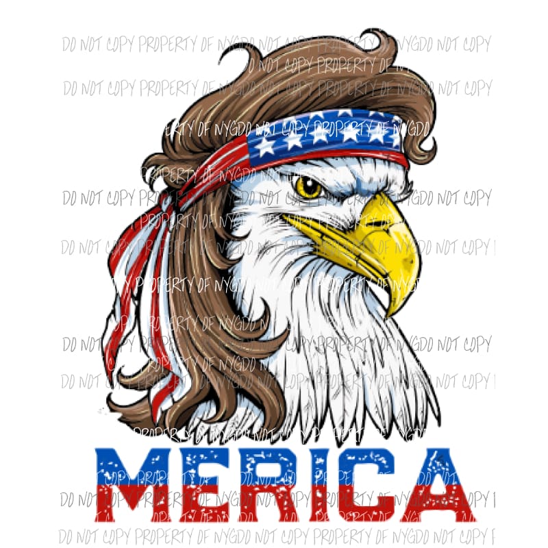 Bald eagle not so bald Merica USA Sublimation transfers usa 4th of july america memorial labor day Heat Transfer