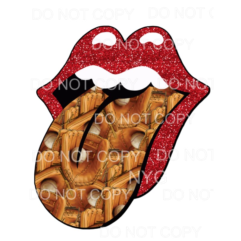 Baseball Glove Tongue Red Lips Sublimation transfers - Heat