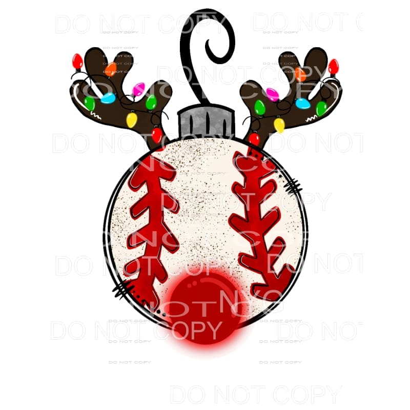 Baseball Rudolph Reindeer Ornament Christmas Lights #1060