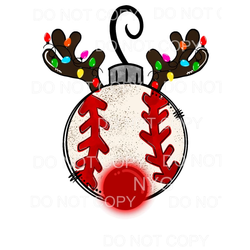 Baseball Rudolph Reindeer Ornament Christmas Lights #1313