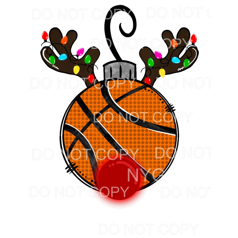 Basketball Rudolph Reindeer Ornament Christmas Lights #1311