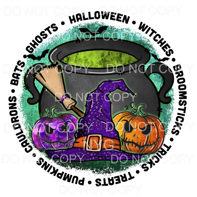 Bats Ghosts Witches Halloween Things Cauldron Leopard Witch